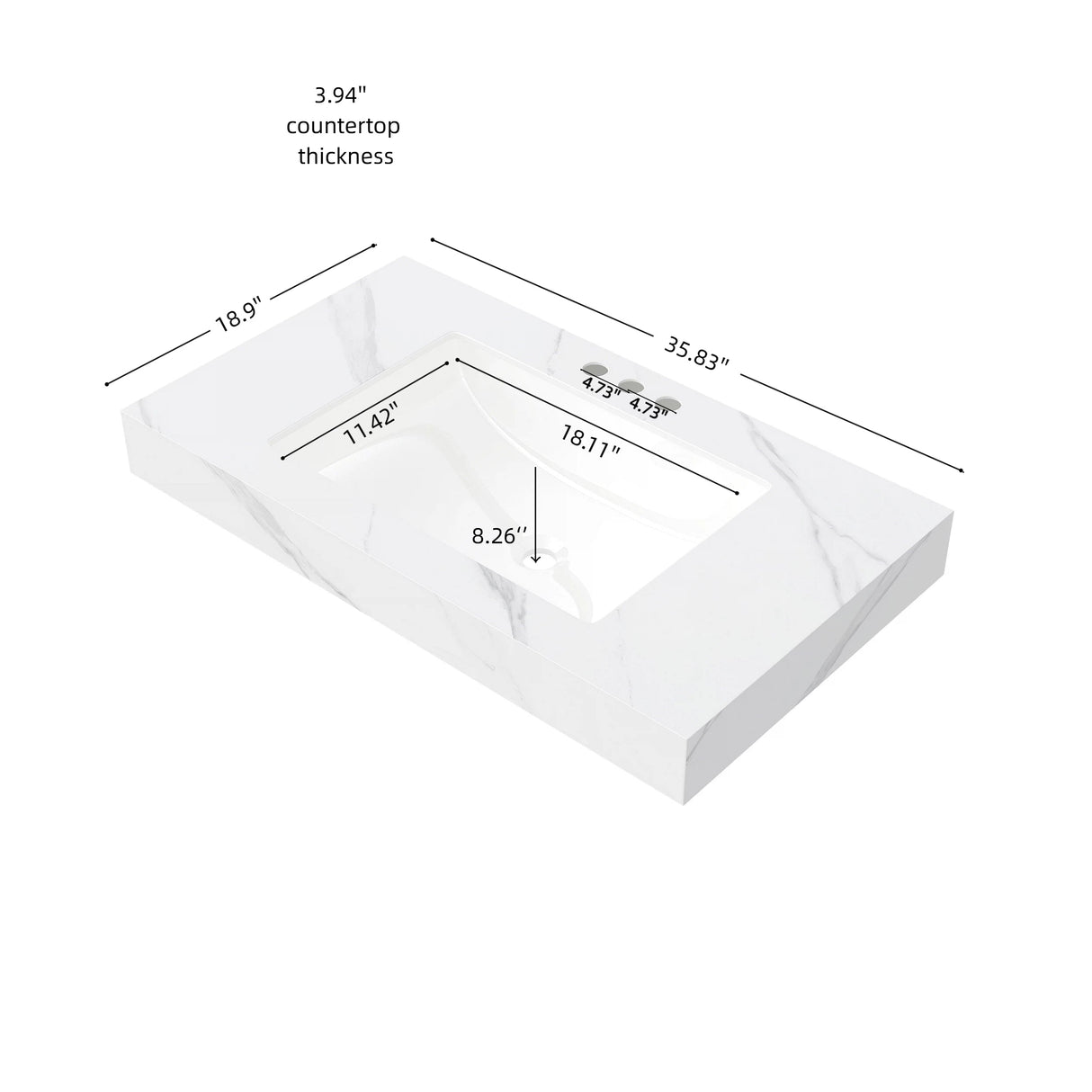 36" MURI Carrara Bathroom Vanity