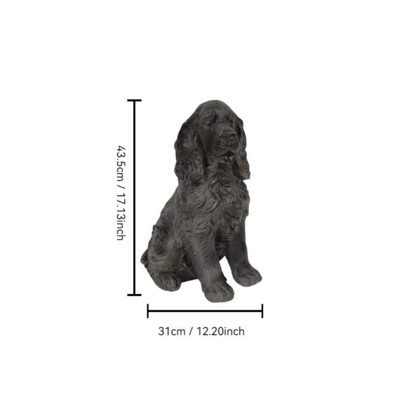 20'' Antique Finish Realistic Sitting Cocker Spaniel Dog Statue