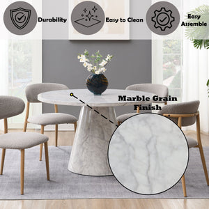 Kacey Natural Engineered Stone Round Dining Table - Stone Gray