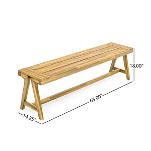 Outdoor Dining Benches (Set of 2) - Acacia Wood with Teak Finish