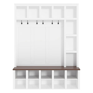 Farmhouse Wooden Hall Tree with 6 Hooks