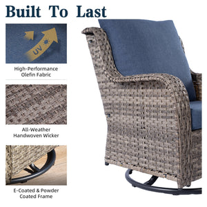 JB Outdoor 3-Seater Sofa Set with Swivel Chairs and Side Table
