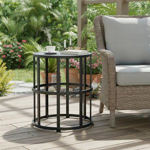 Ceramic Tile Side Table with Powder Coated Iron Frame