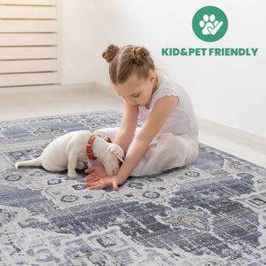 Payas - 8' X 10' Medallion Area Rug - Cream / Blue