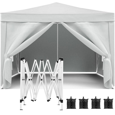 10'x10' folding canopy with 4 removable sidewalls - upf 50+ 4pcs weight bag + carry bag