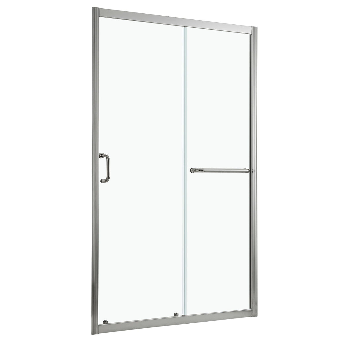Single Sliding Bypass Shower Door with Tempered Glass Enclosure - Pearl Silver or Gray