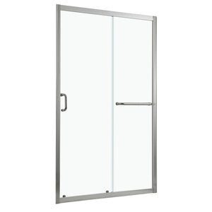Single Sliding Bypass Shower Door with Tempered Glass Enclosure - Pearl Silver or Gray