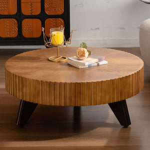 Round Retro Coffee With Solid Wood Legs