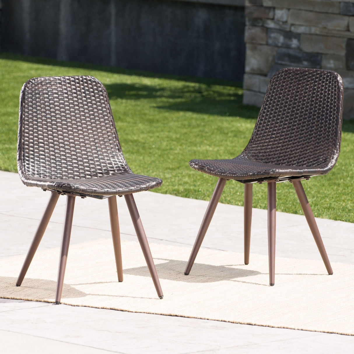 Dreamweaver Outdoor Dining Chair With Powder Coated Legs (Set of 2) - Brown