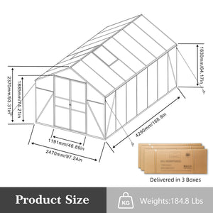 Windproof All Season Garden Shelter Greenhouse with Reinforced Frame - Black