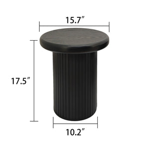 Fluted Cylinder Side Tables, Round End Tables For Living Room (Set of 2) - Black