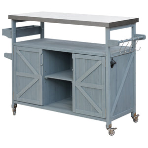 K&K Outdoor Kitchen Island, Rolling Bar Cart & Storage Cabinet