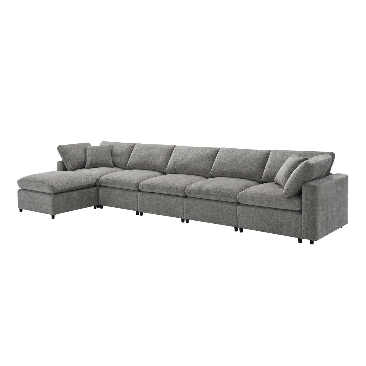 Modern Modular Cloud Sofa Bed, 6 Seat Sectional Couch Set With Ottoman, Free Combination, Convertible U Shaped Sleeper Sofa For Living Room