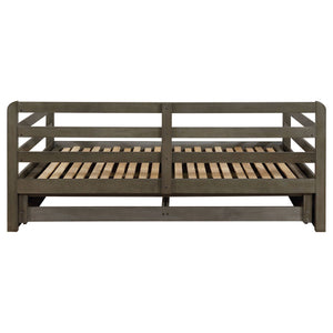 Twin Long 2 Drawer Daybed With Extendable Trundle, Storage Drawers, Fits Standard Mattress - Gray