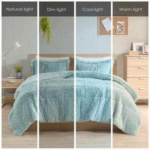 Full/Queen Shaggy Long Fur Comforter Mini Set