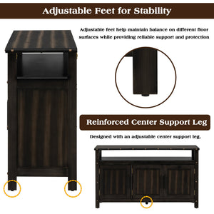 U_Styled 55.1'' Pine Wood Buffet Cabinet with 3-Door Storage