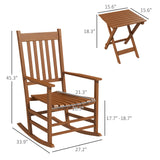 Outdoor rocking chair set of 2 with side table, wooden rocking chair with smooth armrests, high back ,  teak