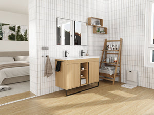 48" Freestanding Bathroom Vanity with Resin Double Sink - White