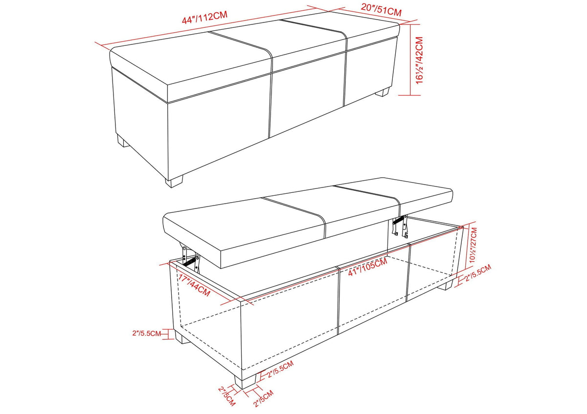 Avalon - Lift Top Rectangular Storage Ottoman - Tanners Brown