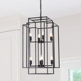 18' Modern 8-Light Black Geometric Pendant Chandelier