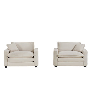 Modern Classic Fabric Single Chair Deep Seat Sofa With Pillow