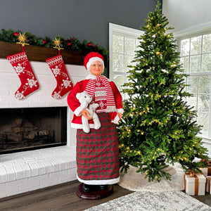 58-in. Dancing Mrs. Claus Animatronic with Teddy Bear