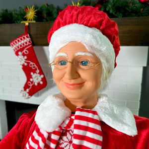 58-in. Dancing Mrs. Claus Animatronic with Teddy Bear