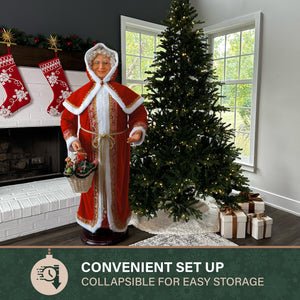 Fraser Hill Farm 58-in. Life-Size Dancing Mrs. Claus with Basket Animatronic Figurine