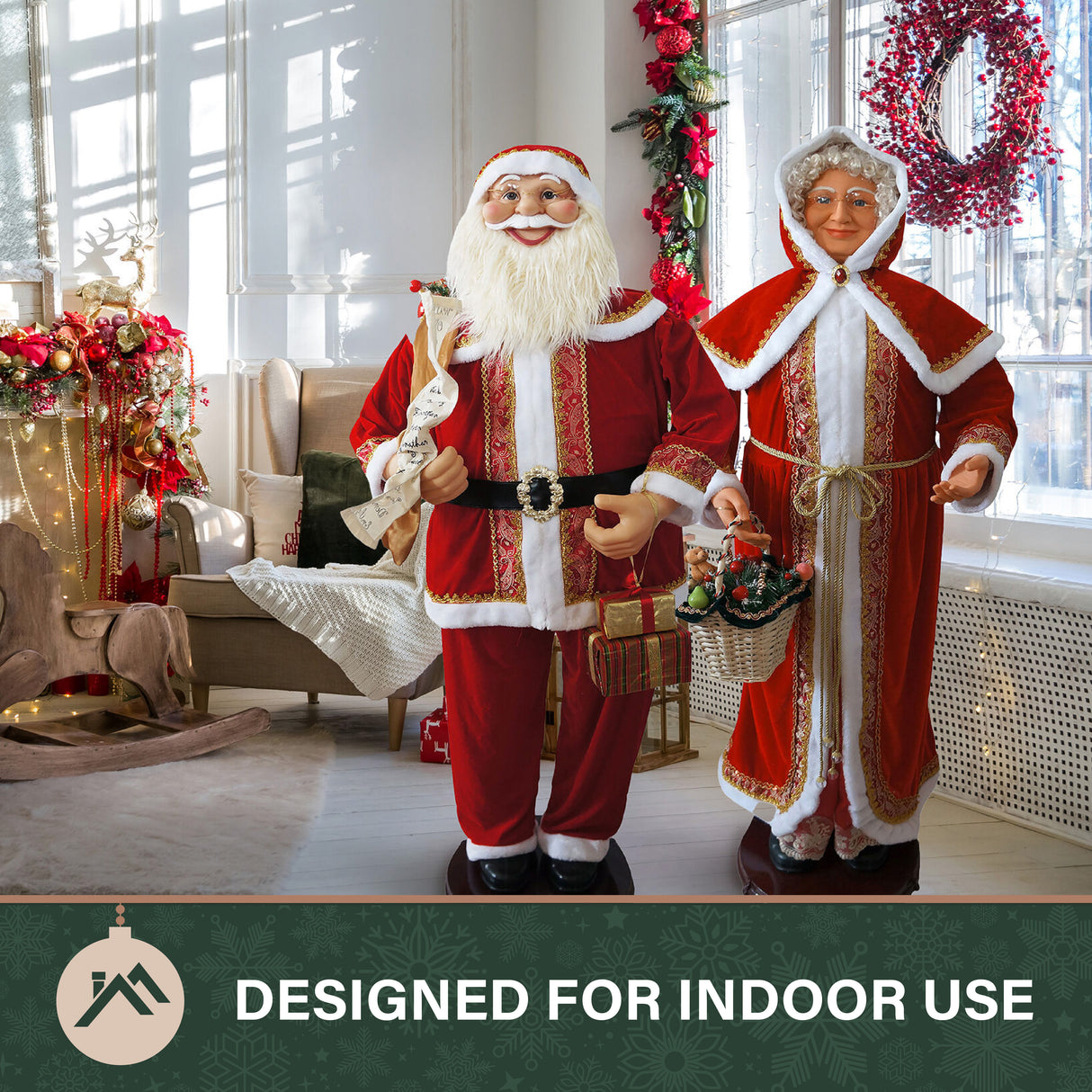 Fraser Hill Farm 58-in. Life-Size Dancing Mrs. Claus with Basket Animatronic Figurine