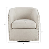 Fantasyy Upholstered Swivel Chair with Nailhead Trim and Curved Design - Accent Chairs