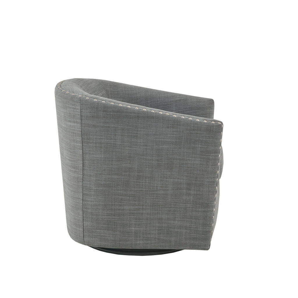 Fantasyy Upholstered Swivel Chair with Nailhead Trim and Curved Design - Accent Chairs