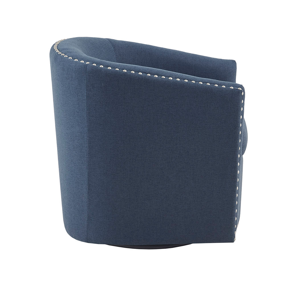 Fantasyy Upholstered Swivel Chair with Nailhead Trim and Curved Design - Accent Chairs