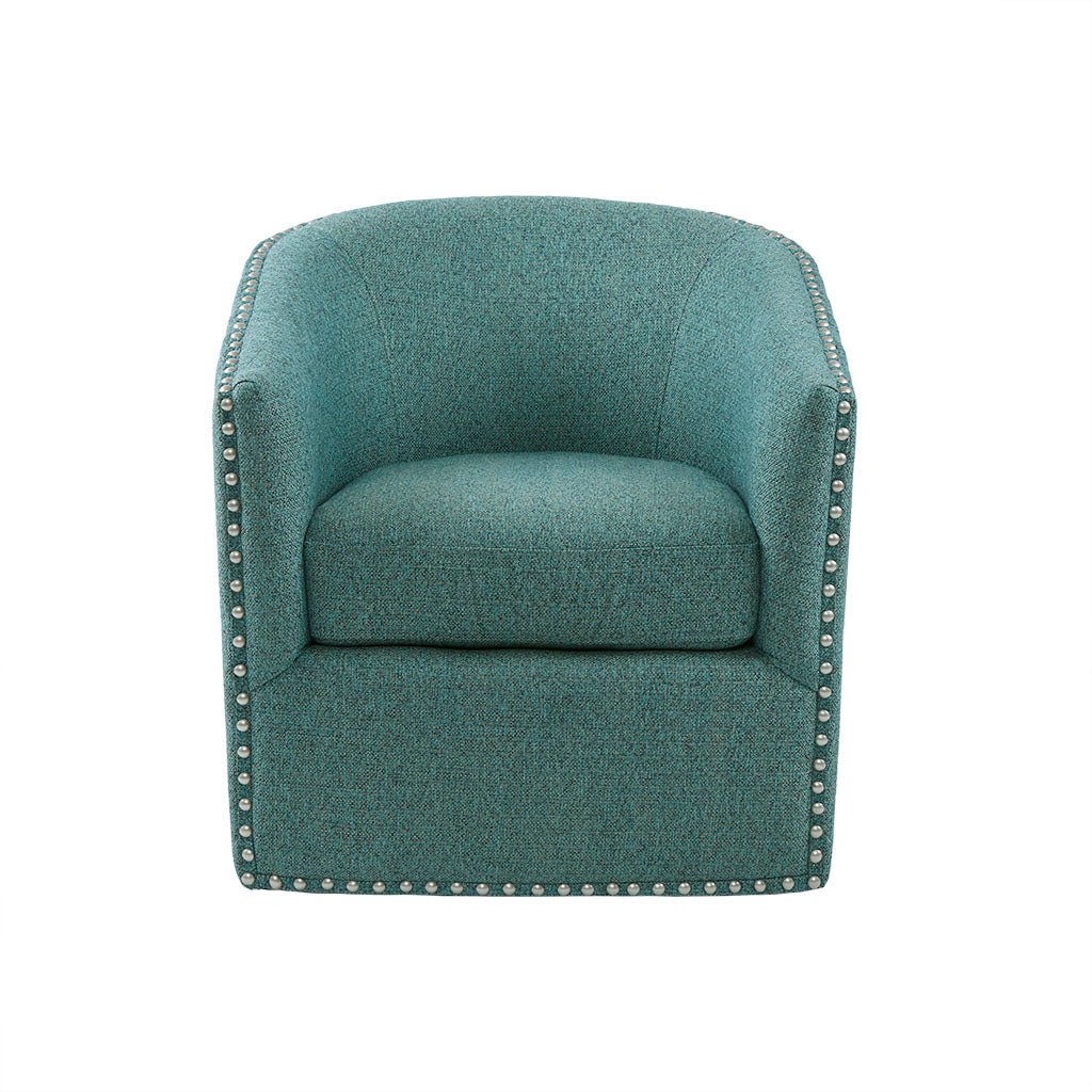 Fantasyy Upholstered Swivel Chair with Nailhead Trim and Curved Design - Accent Chairs