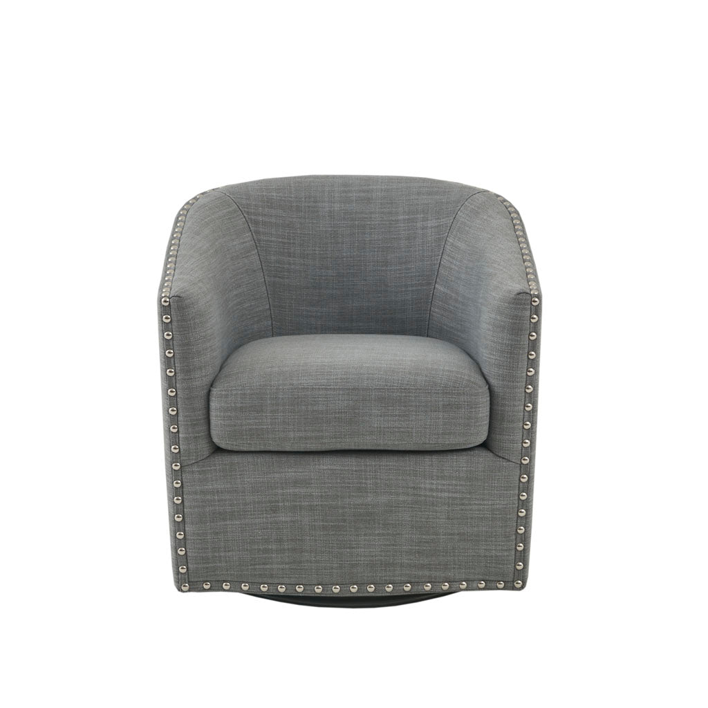 Fantasyy Upholstered Swivel Chair with Nailhead Trim and Curved Design - Accent Chairs