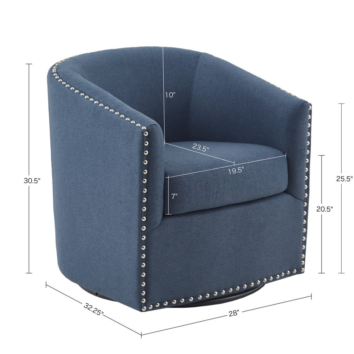 Fantasyy Upholstered Swivel Chair with Nailhead Trim and Curved Design - Accent Chairs