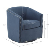Fantasyy Upholstered Swivel Chair with Nailhead Trim and Curved Design - Accent Chairs