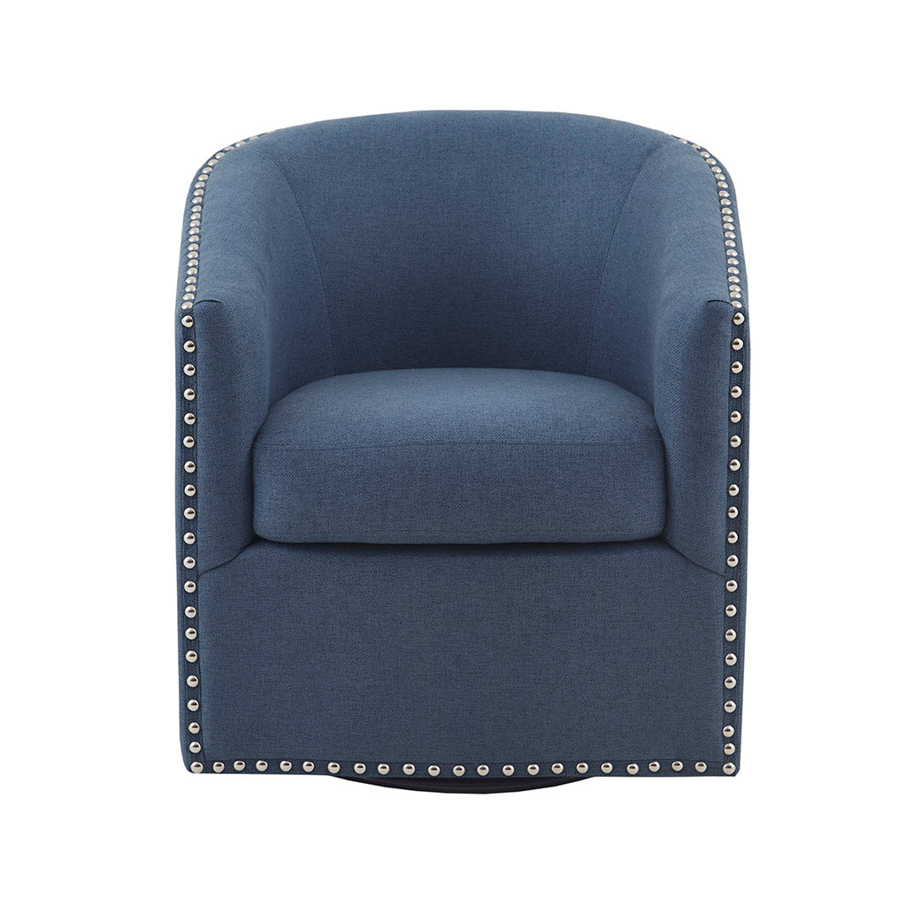 Fantasyy Upholstered Swivel Chair with Nailhead Trim and Curved Design - Accent Chairs