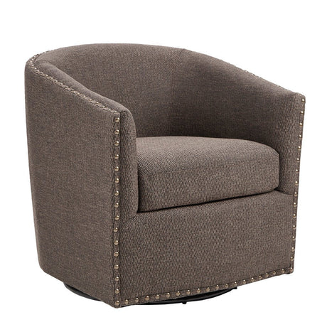 Fantasyy Upholstered Swivel Chair with Nailhead Trim and Curved Design - Accent Chairs