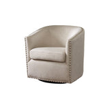 Fantasyy Upholstered Swivel Chair with Nailhead Trim and Curved Design - Accent Chairs