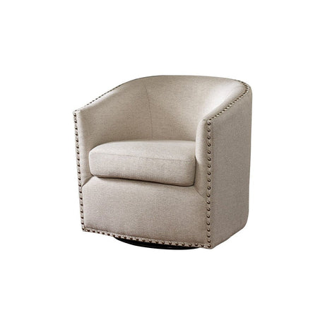Fantasyy Upholstered Swivel Chair with Nailhead Trim and Curved Design - Accent Chairs