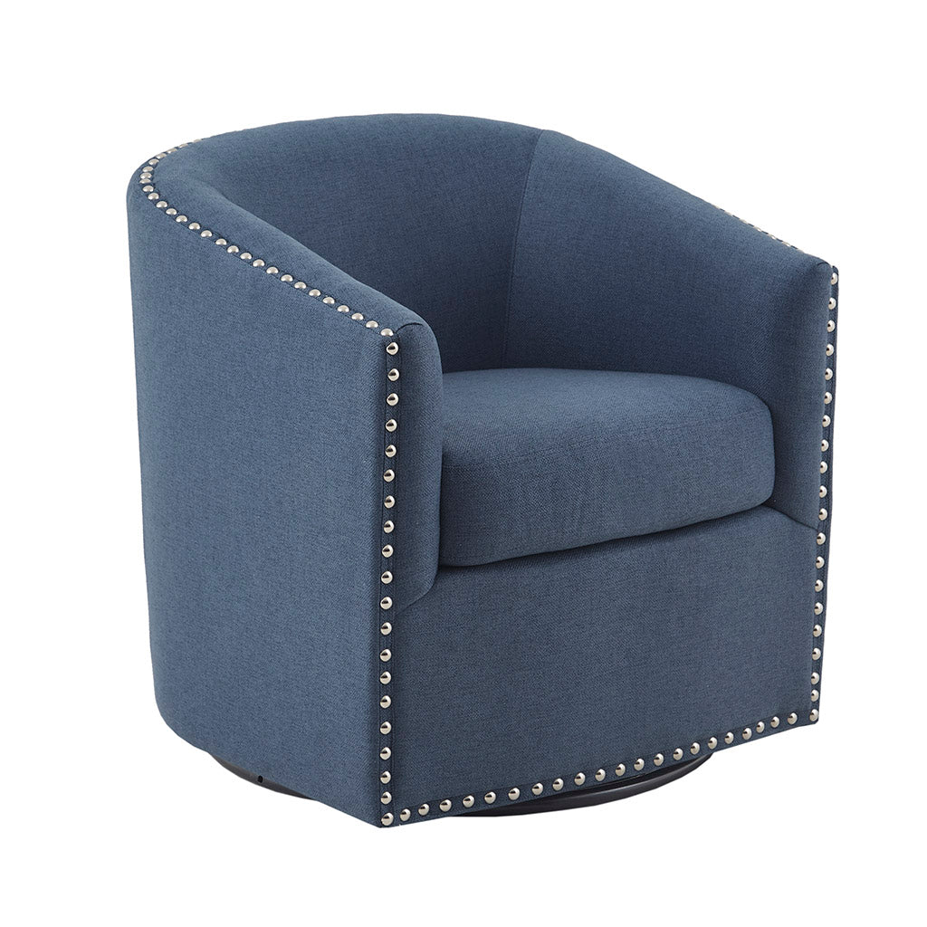 Fantasyy Upholstered Swivel Chair with Nailhead Trim and Curved Design - Accent Chairs