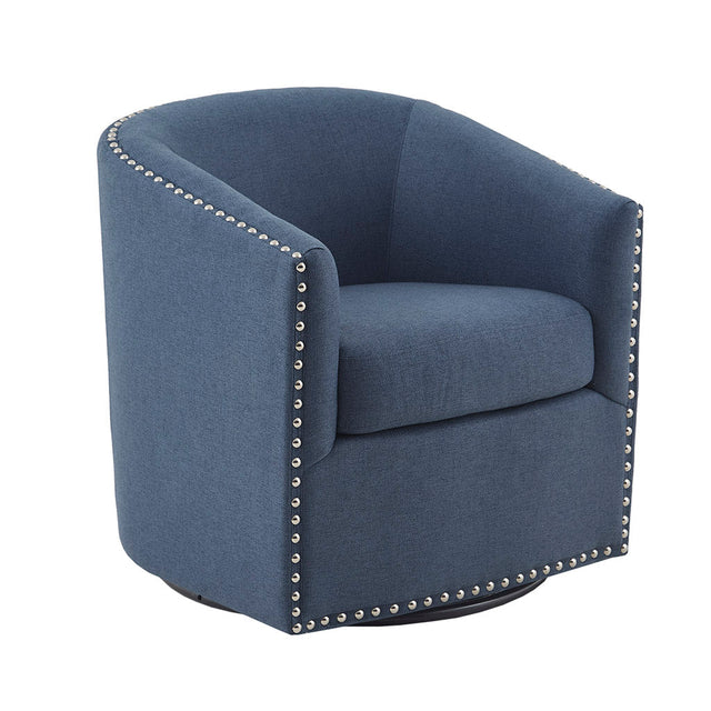 Fantasyy Upholstered Swivel Chair with Nailhead Trim and Curved Design - Accent Chairs