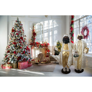 58-in. Dancing African American Santa Animatronic in Gold Coat with Prelit Christmas Tree