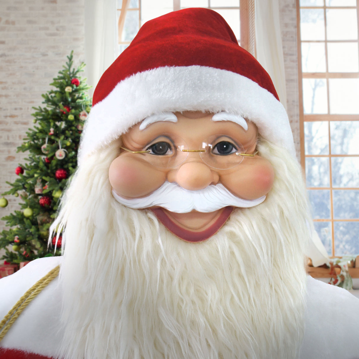 58-in. Dancing Santa Animatronic with Wreath and Gift Sack