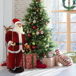 58-in. Dancing Santa Animatronic with Wreath and Gift Sack