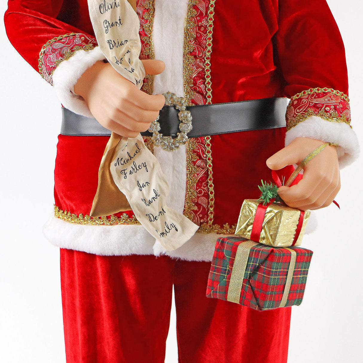 Fraser Hill Farm 58-in. Life-Size Dancing Santa Claus with Naughty and Nice List, Gifts and Toy Sack Animatronic Figurine