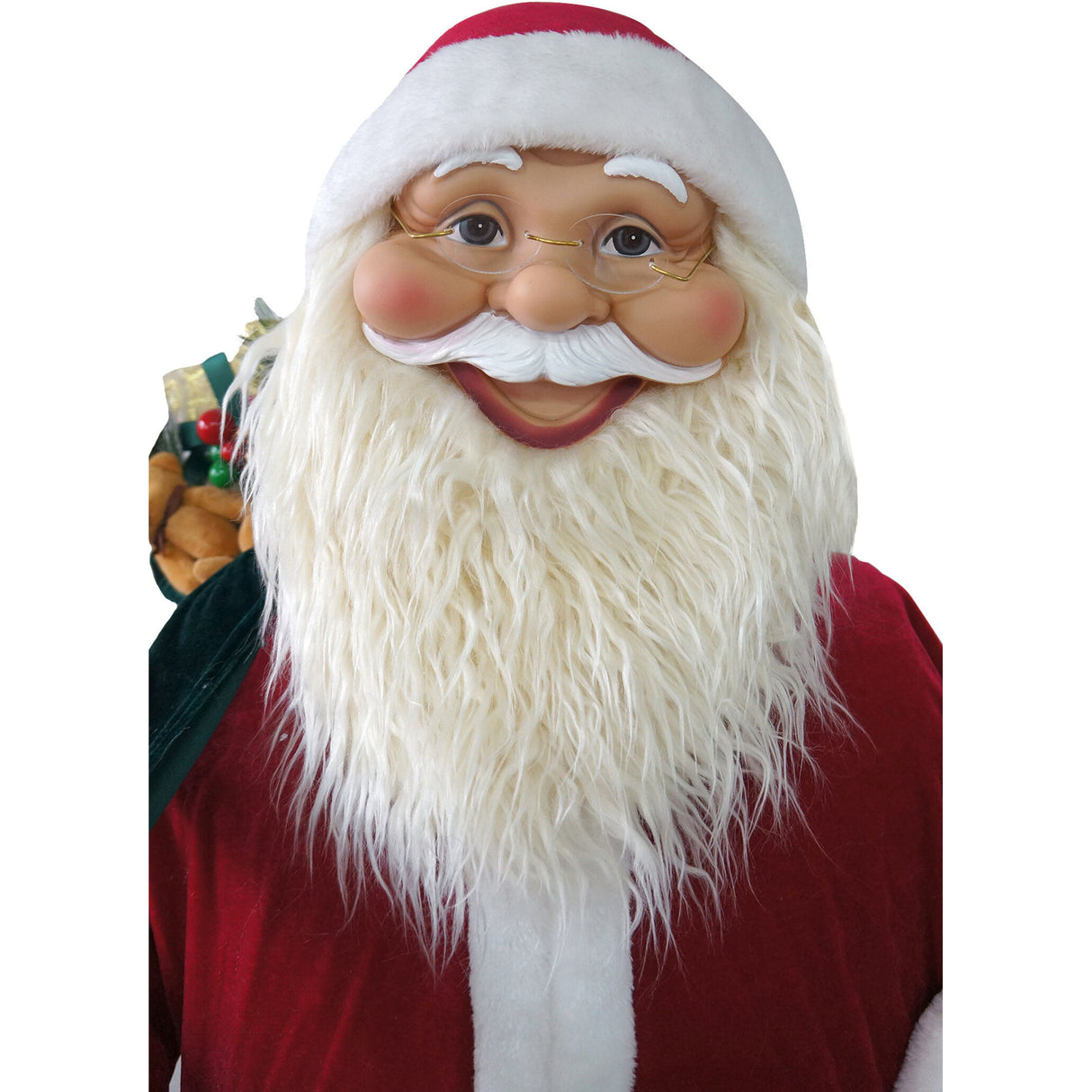 Fraser Hill Farm 58-in. Life-Size Dancing Santa Claus with Teddy Bear and Toy Sack Animatronic Figurine