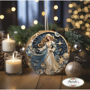 Faux 3D Gold Navy Christmas Angel Sign