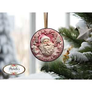 Faux 3D Pink Santa Christmas Sign - Wreath Enhancement