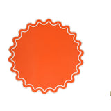 Solace Orange & White Scalloped Faux Leather Placemat